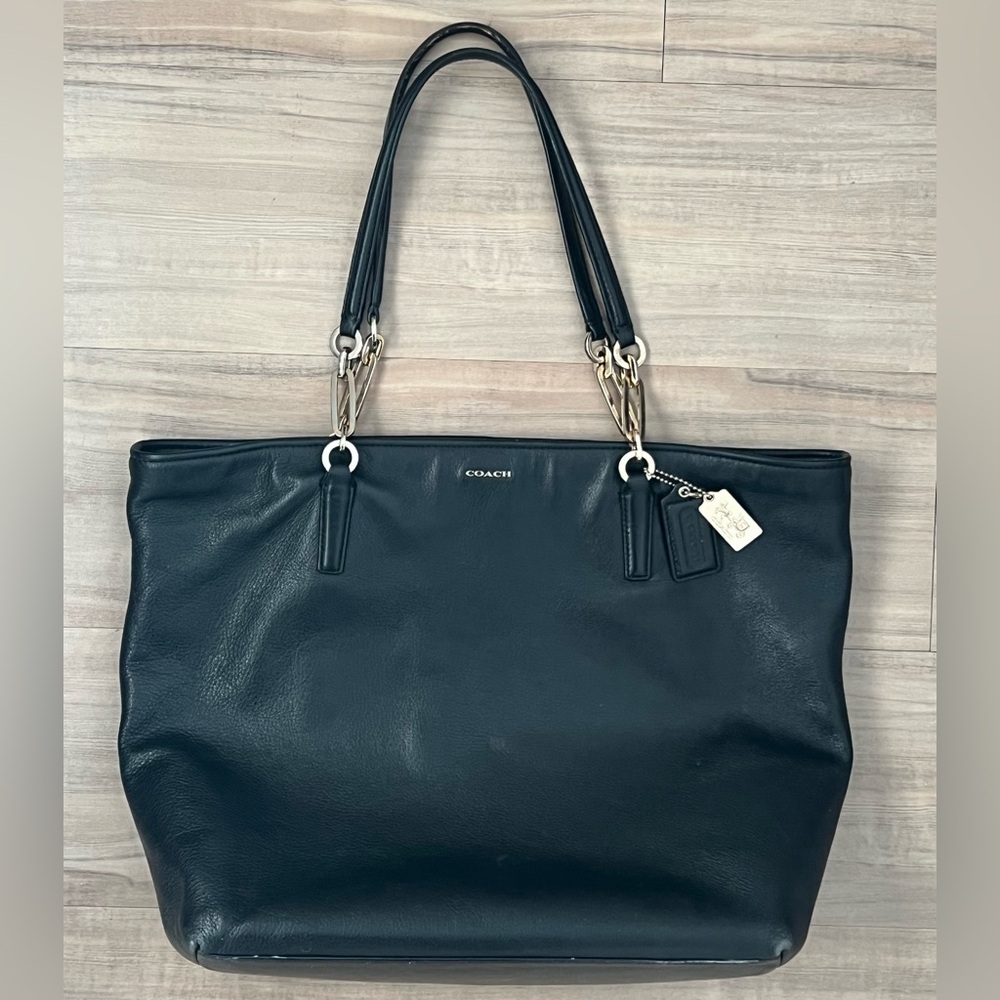 Coach Madison Black leather North South Large Tote purse